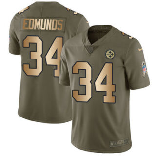 Nike Steelers #34 Terrell Edmunds Olive Gold Men's Stitched NFL Limited 2017 Salute To Service Jersey