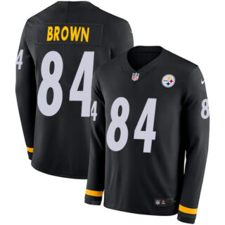 Nike Steelers #84 Antonio Brown Black Team Color Men's Stitched NFL Limited Therma Long Sleeve Jersey
