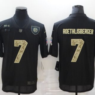 Nike Steelers 7 Ben Roethlisberger Black Camo 2020 Salute To Service Limited Jersey