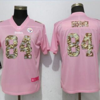 Nike Steelers 84 Antonio Brown Pink Camo Fashion Women Limited Jersey