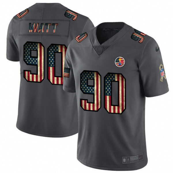 Nike Steelers 90 T.J. Watt 2019 Salute To Service USA Flag Fashion Limited Jersey
