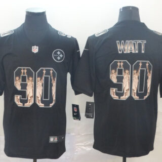 Nike Steelers 90 T.J. Watt Black Statue Of Liberty Limited Jersey