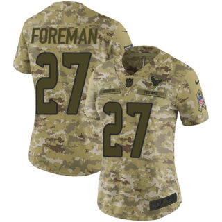Nike Texans #27 D'Onta Foreman Camo Women's Stitched NFL Limited 2018 Salute to Service Jersey