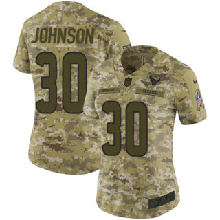 Nike Texans #30 Kevin Johnson Camo Women's Stitched NFL Limited 2018 Salute to Service Jersey