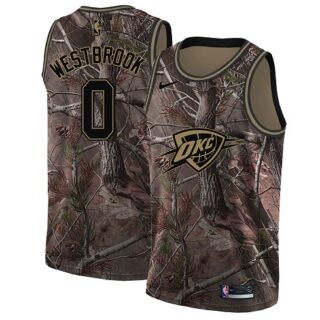 Nike Thunder #0 Russell Westbrook Camo Women's NBA Swingman Realtree Collection Jersey