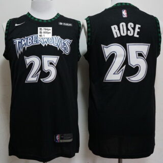 Nike Timberwolves #25 Derrick Rose Black NBA Swingman Hardwood Classics Jersey