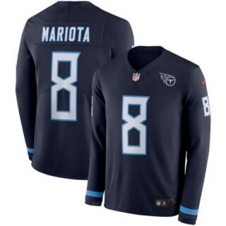 Nike Titans 8 Marcus Mariota Navy Therma Long Sleeve Jersey