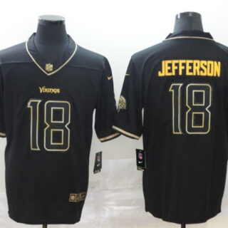 Nike Vikings 18 Justin Jefferson Black Gold Vapor Untouchable Limited Jersey