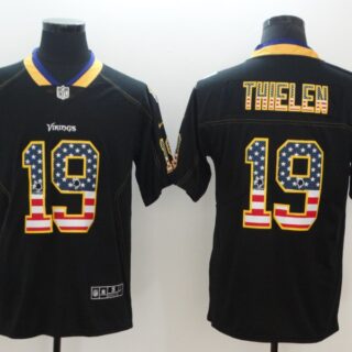 Nike Vikings 19 Adam Thielen Black USA Flag Fashion Color Rush Limited Jersey