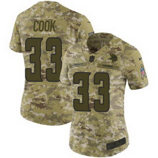 Nike Vikings #33 Dalvin Cook Camo Women's Stitched NFL Limited 2018 Salute to Service Jersey