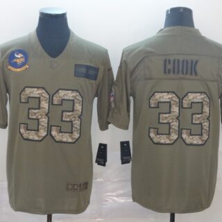 Nike Vikings 33 Dalvin Cook 2019 Olive Camo Salute To Service Limited Jersey