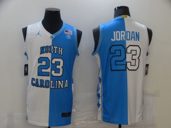 North Carolina Tar Heels 23 Michael Jordan Black And White Split College Basketball Jersey