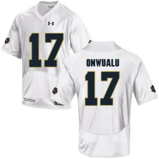 Notre Dame Fighting Irish 17 James Onwualu White College Football Jersey