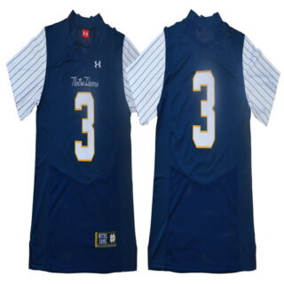 Notre Dame Fighting Irish #3 Blue Under Armour College Throwback Football Jersey