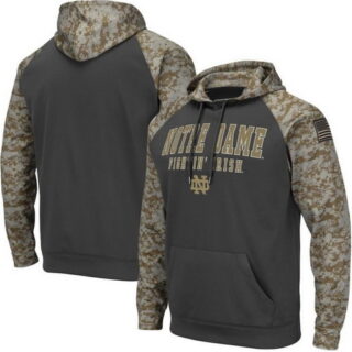 Notre Dame Fighting Irish Gray Camo Men's Pullover Hoodie