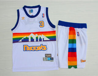 Nuggets 3 Allen Iverson White Hardwood Classics Jersey(With Shorts)