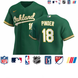 Oakland Athletics #18 Chad Pinder Men's Nike Kelly Green Alternate 2020 Authentic Player MLB Jersey