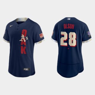 Oakland Athletics #28 Matt Olson 2021 Mlb All Star Game Authentic Navy Jersey