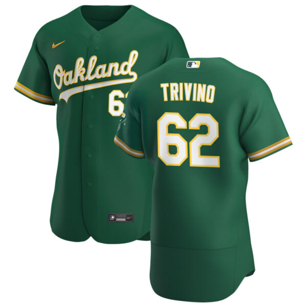 Oakland Athletics #62 Lou Trivino Men's Nike Kelly Green Alternate 2020 Authentic Player MLB Jersey
