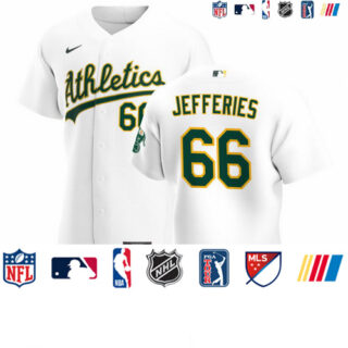 Oakland Athletics #66 Daulton Jefferies Men's Nike White Home 2020 Authentic Player MLB Jersey