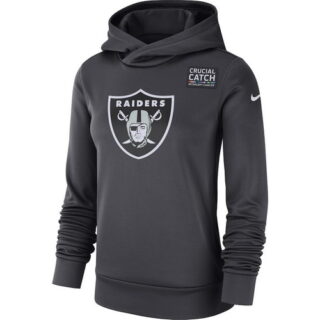 Oakland Raiders Anthracite Women's Nike Crucial Catch Performance Hoodie