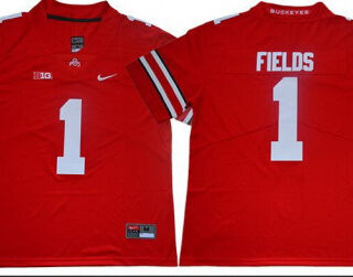 Ohio State Buckeyes 1 Justin Fields Limited College Football Red Jersey
