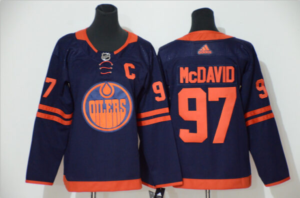 Oilers 29 Leon Draisaitl Navy Women 50th Anniversary Adidas Jersey
