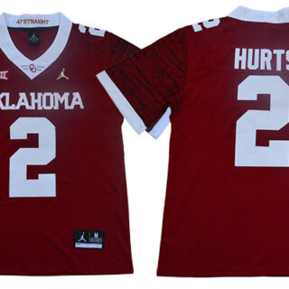 Oklahoma Sooners 2 Jalen Hurts Red 47 Game Winning Streak College Football Jersey