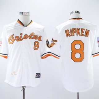 Orioles 8 Cal Ripken Jr White 1989 Throwback Jersey
