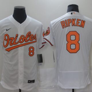 Orioles 8 Cal Ripken Jr White Nike Flexbase Jersey
