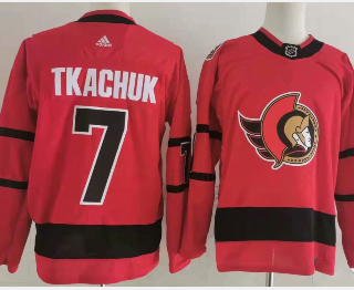 Ottawa Senators #7 Brady Tkachuk Red Men's Adidas 2020-21 Reverse Retro Alternate NHL Jersey