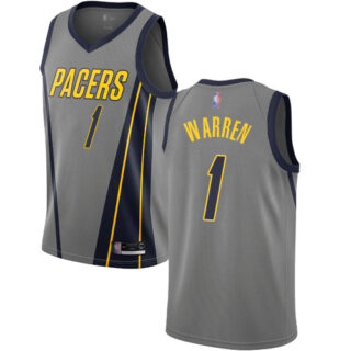 Pacers #1 T.J. Warren Gray Basketball Swingman City Edition 2018 19 Jersey