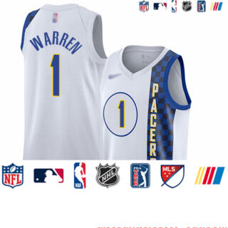 Pacers #1 T.J. Warren White Basketball Swingman City Edition 2019 20 Jersey