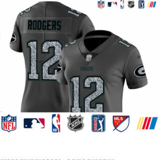 Packers #12 Aaron Rodgers Gray Static Women's Stitched Football Vapor Untouchable Limited Jersey