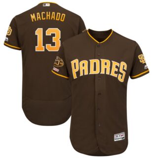 Padres 13 Manny Machado Brown 50th Anniversary And 150th Patch FlexBase Jersey
