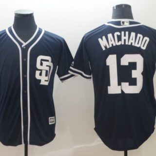 Padres 13 Manny Machado Navy Cool Base Jersey