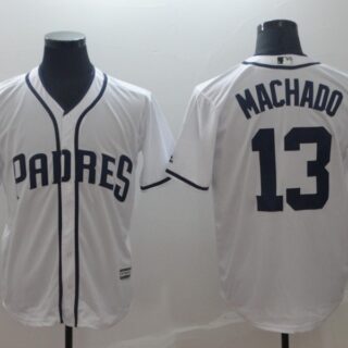 Padres 13 Manny Machado White Cool Base Jersey