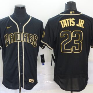 Padres 23 Fernando Tatis Jr. Black Gold Nike Flexbase Jersey