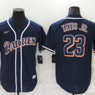 Padres 23 Fernando Tatis Jr. Navy Nike Throwback Cool Base Jersey