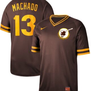 Padres #13 Manny Machado Brown Authentic Cooperstown Collection Stitched Baseball Jersey