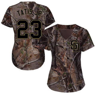 Padres #23 Fernando Tatis Jr. Camo Realtree Collection Cool Base Women's Stitched Baseball Jersey