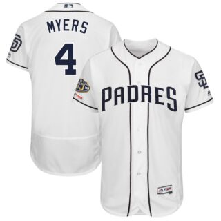 Padres 4 Wil Meyers White 50th Anniversary And 150th Patch FlexBase Jersey