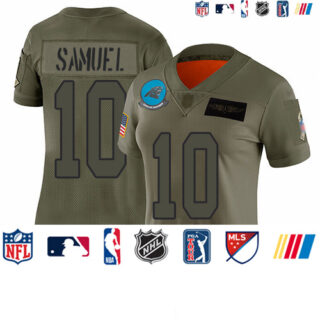 Panthers #10 Curtis Samuel Camo Women's Stitched Football Limited 2019 Salute to Service Jersey