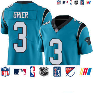 Panthers #3 Will Grier Blue Men's Stitched Football Limited Rush Jersey