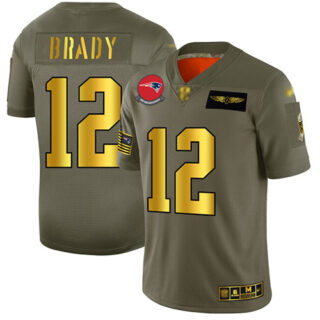 Patriots #12 Tom Brady Camo Gold Men's Stitched Football Limited 2019 Salute To Service Jersey