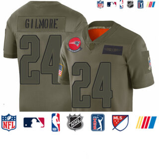 Patriots #24 Stephon Gilmore Camo Youth Stitched Football Limited 2019 Salute to Service Jersey