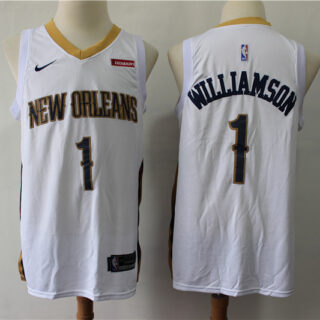 Pelicans 1 Zion Williamson White Nike Swingman Jersey