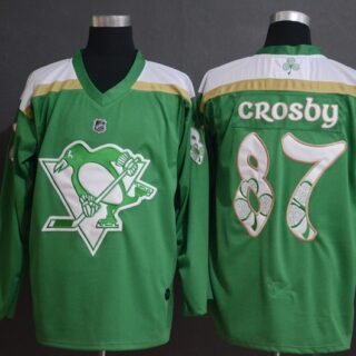 Penguins 87 Sidney Crosby Green 2019 St. Patrick's Day Adidas Jersey