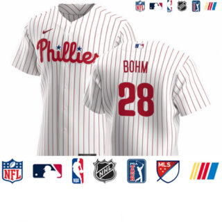 Philadelphia Phillies #28 Alec Bohm Men's Nike White Home 2020 Authentic Player MLB Jersey
