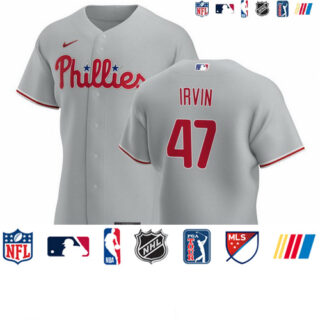 Philadelphia Phillies #47 Cole Irvin Men's Nike Gray Road 2020 Authentic Player MLB Jersey